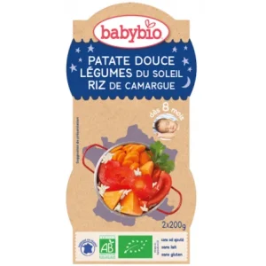 Babybio Bol Patate Douce Légumes du Soleil Riz de Camargue 2X220G