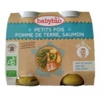 Babybio Petits Pois, Pomme de Terre et Saumon 2x200g