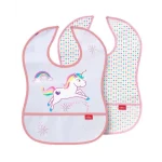 Nuby Lot de 2 Bavoirs avec poche motif Licorne 6m+ NV09001