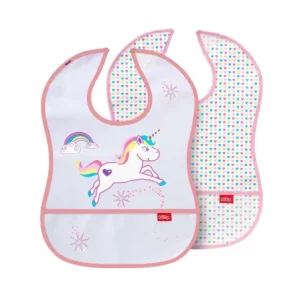 Nuby Lot de 2 Bavoirs avec poche motif Licorne 6m+ NV09001