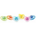 NUBY Sucette en silicone Lumière orthodontique avec picots de massage et couvercle de protection 0-6 mois ID5818SOSM